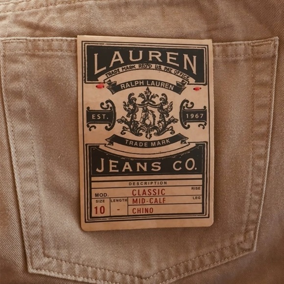 RALPH LAUREN Classic Fit Mid Calf Chino Capri Tan Khaki Size 10 NEW - Picture 5 of 5